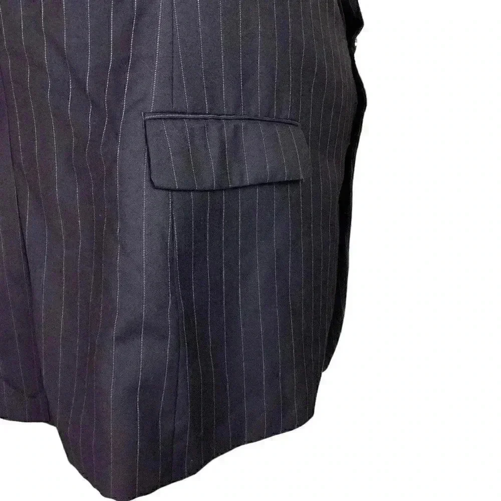 Ralph Ralph Lauren RRL Men 50R Pinstripe Wool Blazer Sport Coat Jacket Black